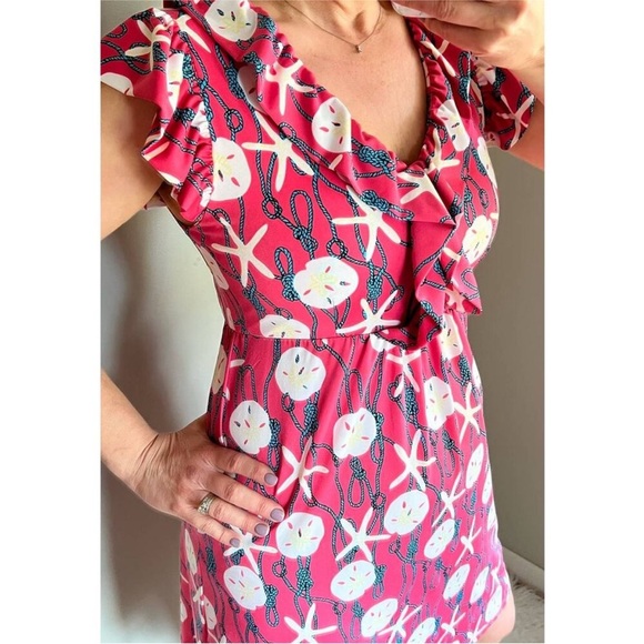 Tracy Negoshian pink starfish and sand dollar dress size medium - Picture 3 of 9